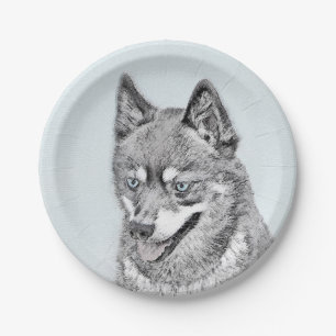 Assiettes En Carton Alaskan Klee Kai Peinture - Cute Original Chien Ar