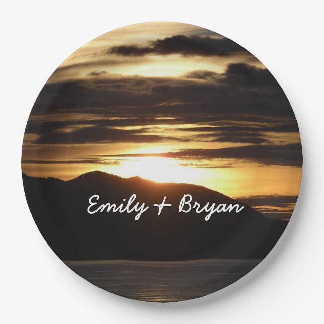 Assiettes En Carton Alaskan Sunset III Belle photographie de l'Alaska (Devant)