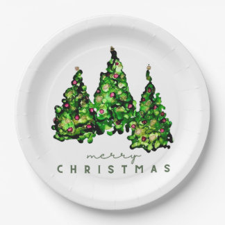 Assiettes En Carton Alcohol Ink Design Holiday Chrismas TrePaper Plate