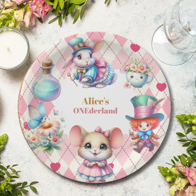 Assiettes En Carton Alice au pays des merveilles 1er anniversaire Oned (Créateur téléchargé)