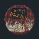 Assiettes En Carton Alice au pays des merveilles Mad Cheshire Chat<br><div class="desc">Ce nouveau design coloré est basé sur des dessins classiques d'Alice au pays des merveilles,  datant des années 1800,  montrant la fête du thé fou avec Alice,  le Chapeau Mad,  le Cheshire Cat,  le Lapin Blanc ainsi qu'une variété de personnages. De Alice au pays des merveilles par Lewis Carroll.</div>