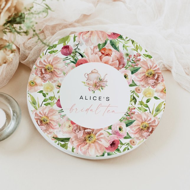 Assiettes En Carton ALICE Blush Floral Réception de Mariage Thé Party  (Créateur téléchargé)