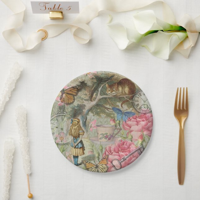 Assiettes En Carton Alice Cheshire Chat Wonderland Tree Garden (Mariage)