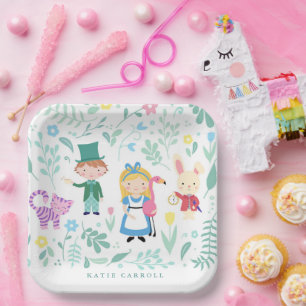 Assiettes En Carton Alice dans le baby shower de thé du pays des