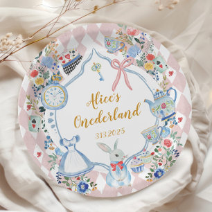 Assiettes En Carton Alice dans l'Onederland Anniversaire lunaire