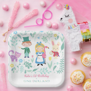 Assiettes En Carton Alice en fête d'anniversaire d'One-derland Fors