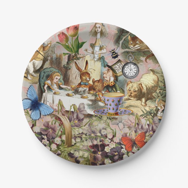 Assiettes En Carton Alice in Wonderland tea party characters (Devant)