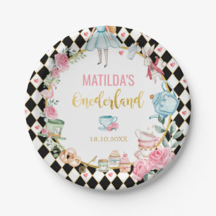 Assiettes En Carton Alice rose noire au pays des merveilles 1er annive