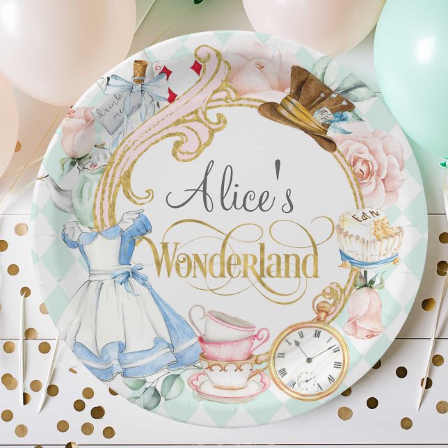 Assiettes En Carton Alice Wonderland fêté de thé de haine fêter annive (Mad hatter, garden tea party, teal, alice wonderland birthday,
)