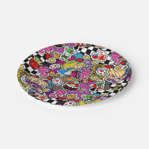 Assiettes En Carton Alice Wonderland Mad Hatter Cat Doodle