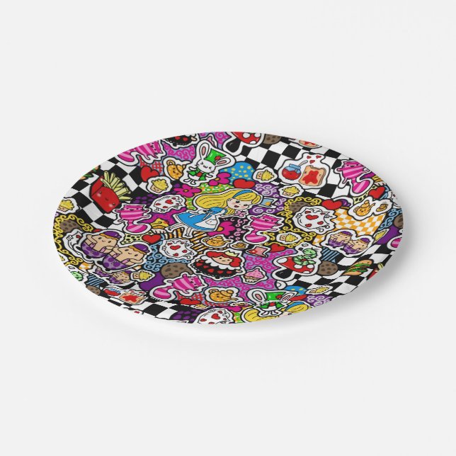 Assiettes En Carton Alice Wonderland Mad Hatter Cat Doodle (Angle)