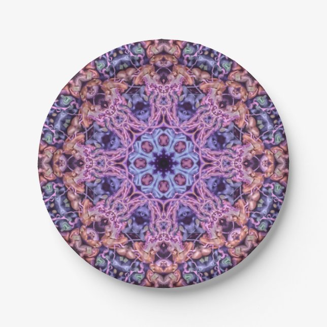 Assiettes En Carton Alien complexe pourpre Kaleidoscopic Mandala (Devant)