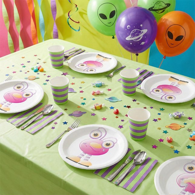 Assiettes En Carton Alien Rose mignon Avec Grands Yeux (Créateur téléchargé)
