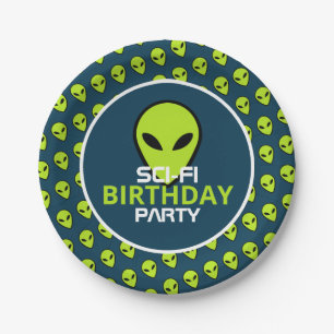 Assiettes En Carton Alien Sci-fi Vert, Anniversaire