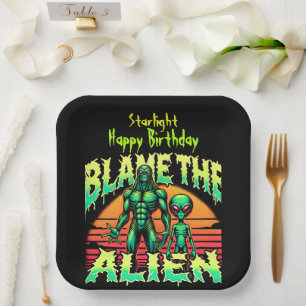 Assiettes En Carton Aliens énigmatiques sous un coucher de soleil myst