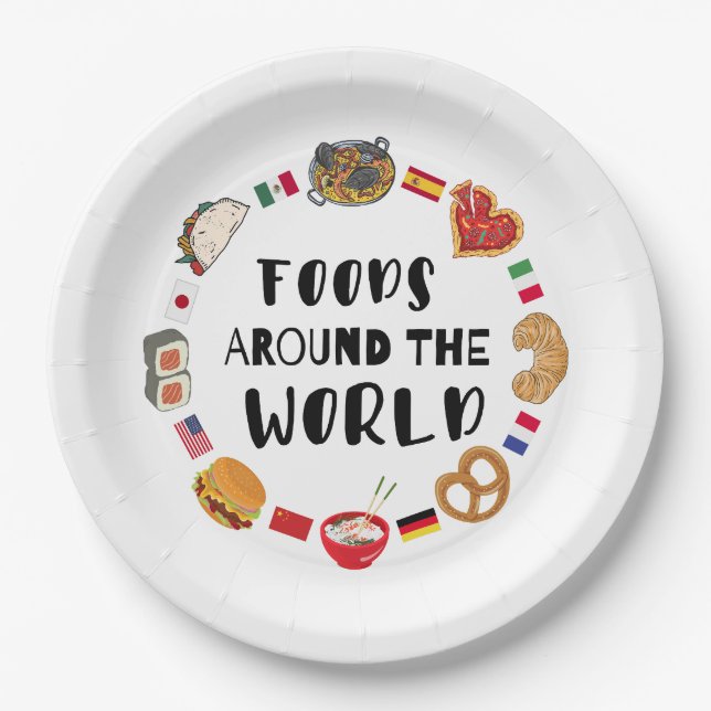 Assiettes En Carton Aliments dans le monde (Devant)