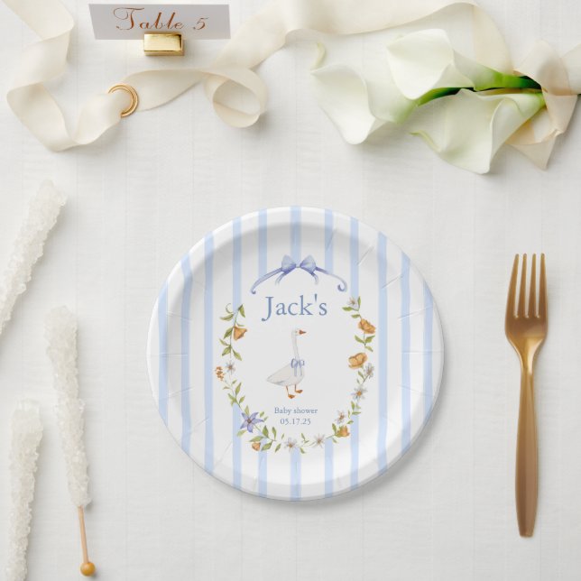 Assiettes En Carton Alittle gosling is on the way blue (Mariage)