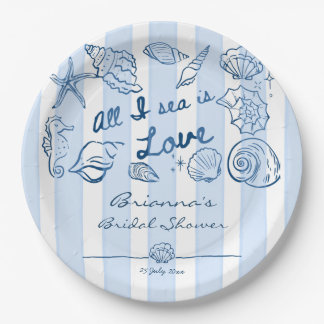 Assiettes En Carton All I sea is love seashells bridal shower custom