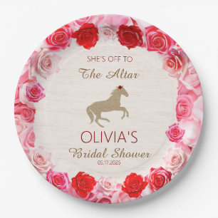 Assiettes En Carton Aller à la Fête des mariées des Roses rouges de l'