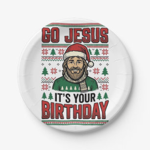 Assiettes En Carton Allez Jésus Noël Anniversaire Vintage Chemise