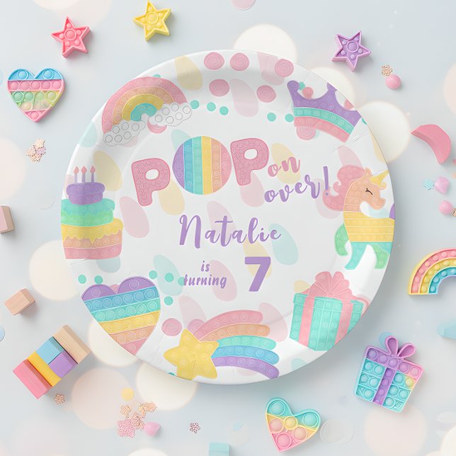 Assiettes En Carton Allez-y ! Pastel pop it anniversaire enfant (Créateur téléchargé)