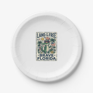 Assiettes En Carton Alligator de Floride Patriotique 4 juillet