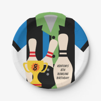 Assiettes En Carton Allons au bowling Plaques de papier d'anniversaire