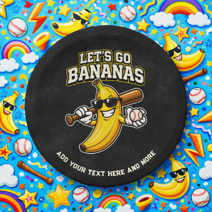 Assiettes En Carton Allons Bananes Baseball Rétro Banane Drôle