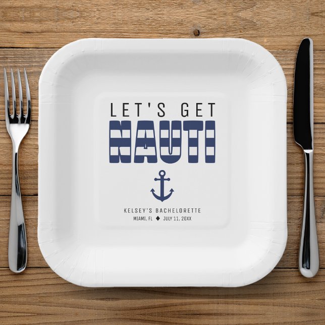 Assiettes En Carton Allons voir Nauti Bachelorette Party (Let's Get Nauti Blue Bachelorette Party Paper Plates
)