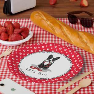 Assiettes En Carton Allons-y ! Chien de Boston Terrier (noir) drôle