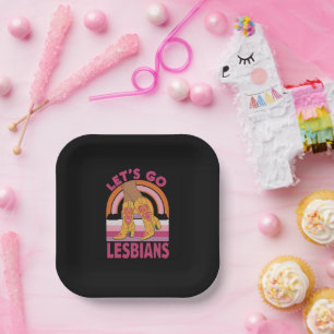 Assiettes En Carton Allons-y Lesbiennes Mois de la fierté LGBTQ Cowgir