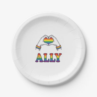 Assiettes En Carton Ally Rainbow Hands Heart Vintage Pride Conception 