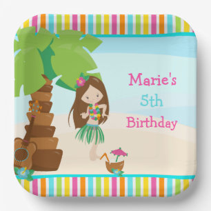 Assiettes En Carton Aloha Brunette Fête des filles