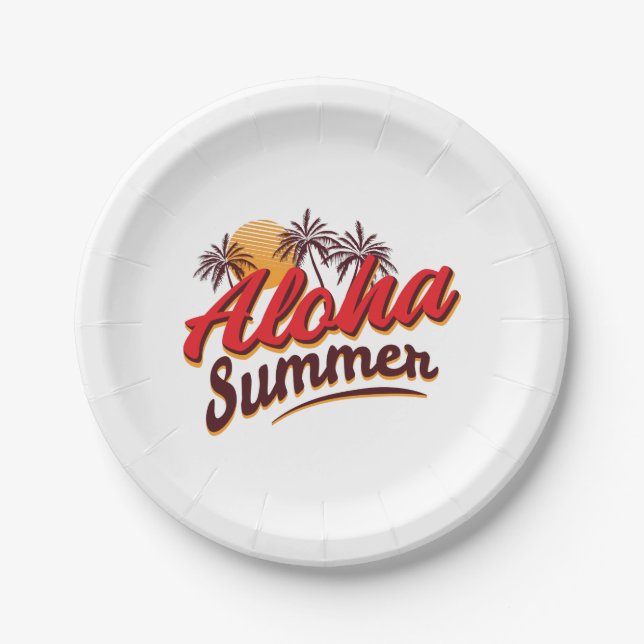 Assiettes En Carton Aloha Été (Devant)