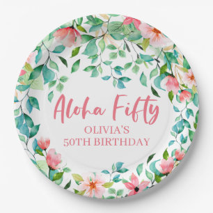 Assiettes En Carton Aloha Fifty Luau Tropical 50e Anniversaire