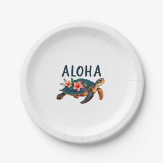 Assiettes En Carton Aloha Hawaii Chemise Hawaïenne Tortue Hibiscus Enf