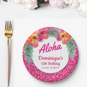 Assiettes En Carton Aloha ketmie tropicale de parties scintillantes de