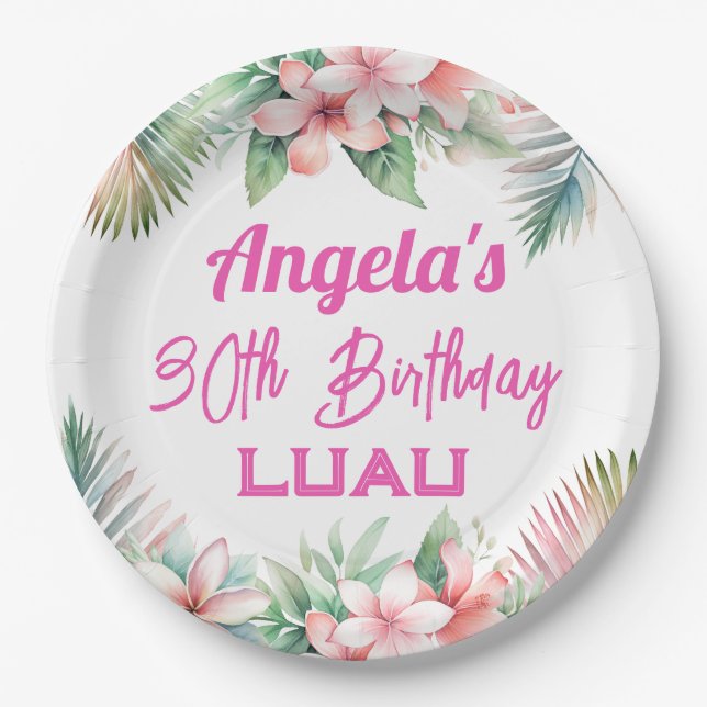 Assiettes En Carton Aloha Luau Tropical Adulte Anniversaire (Devant)