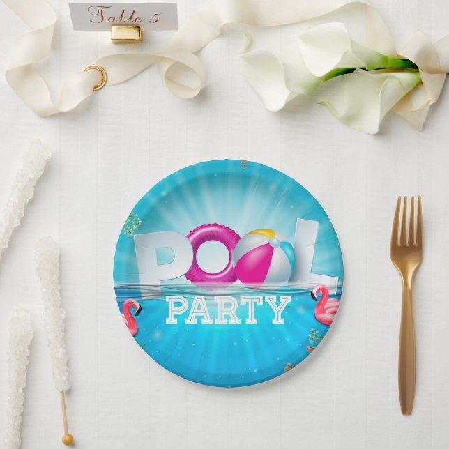 Assiettes En Carton Aloha Pool Party (Mariage)