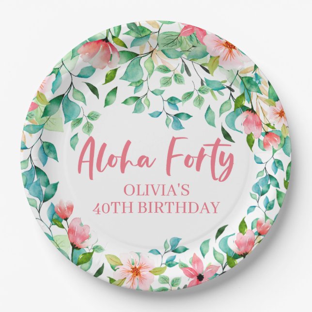 Assiettes En Carton Aloha Quarty Tropical Luau Anniversaire (Devant)