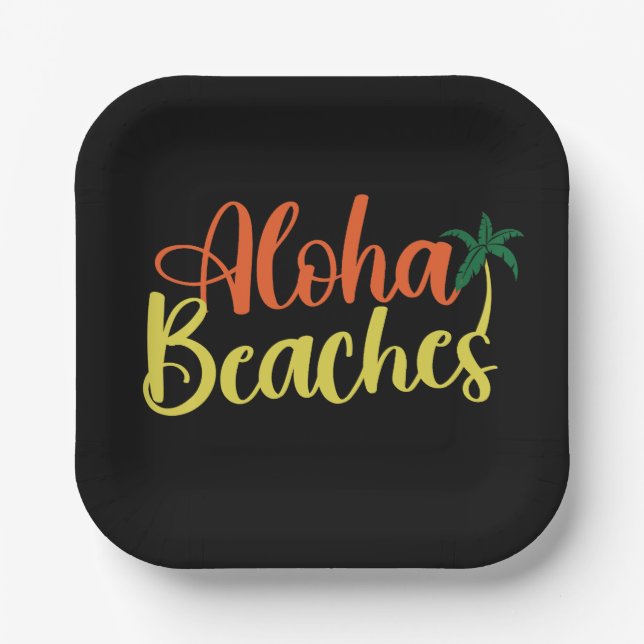 Assiettes En Carton Aloha Tropical Beach design (Recto)