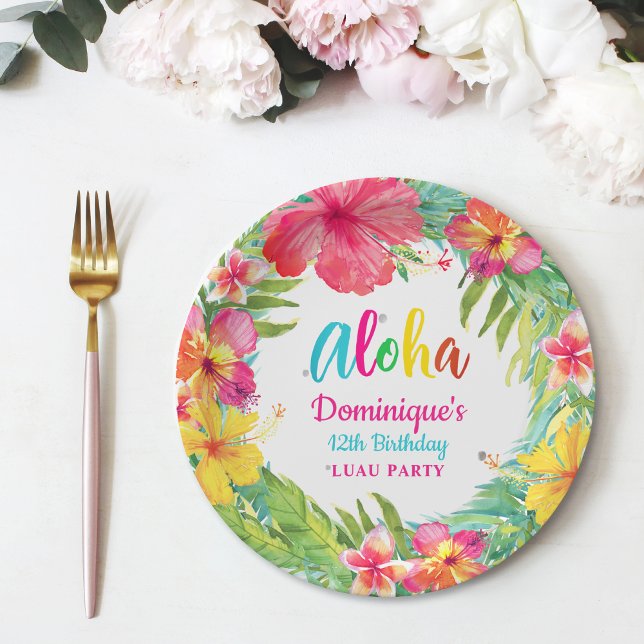 Assiettes En Carton Aloha Tropical Hibiscus Luau Fête Anniversaire (Créateur téléchargé)