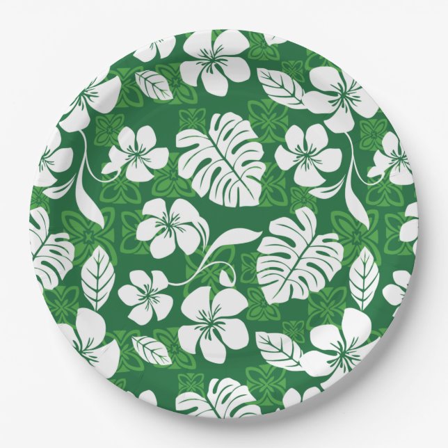 ASSIETTES EN CARTON ALOHA VENDREDI (VERT) (Devant)