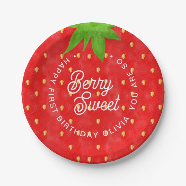 Assiettes En Carton Alors Berry Sweet Strawberry Anniversaire (Devant)