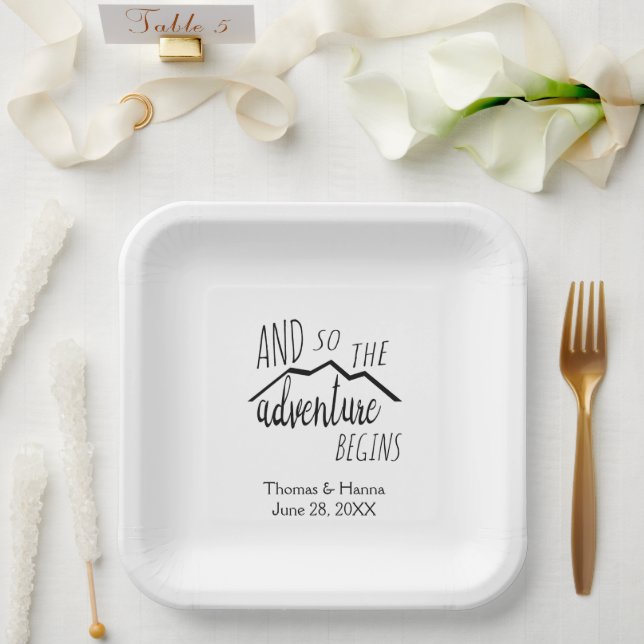 Assiettes En Carton Alors L'Aventure Commence Rustic Mountain Mariage  (Mariage)
