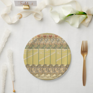 Assiettes En Carton Alphonse Mucha Coquelicots Papier Peint Floral Art
