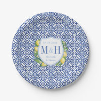 Amalfi Lemons Fête De Mariage Carrelage Bleu Et Bl