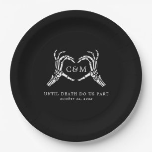 Assiettes En Carton Amants jusqu'à la mort Squelettes et roses Mariage
