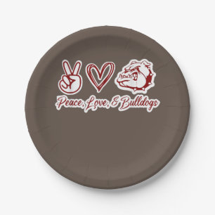 Assiettes En Carton Amateurs de Bulldog   Bulldog Peace Love Bulldog P