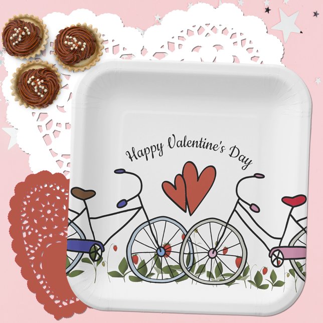 Assiettes En Carton Amateurs de vélo Valentine (Créateur téléchargé)